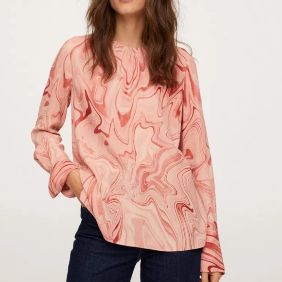 Mango Tops - MANGO Marble-Print Blouse endource XXS NWT